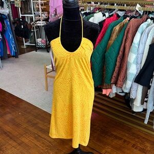 Zara Orange Halter Dress with Swirl Design